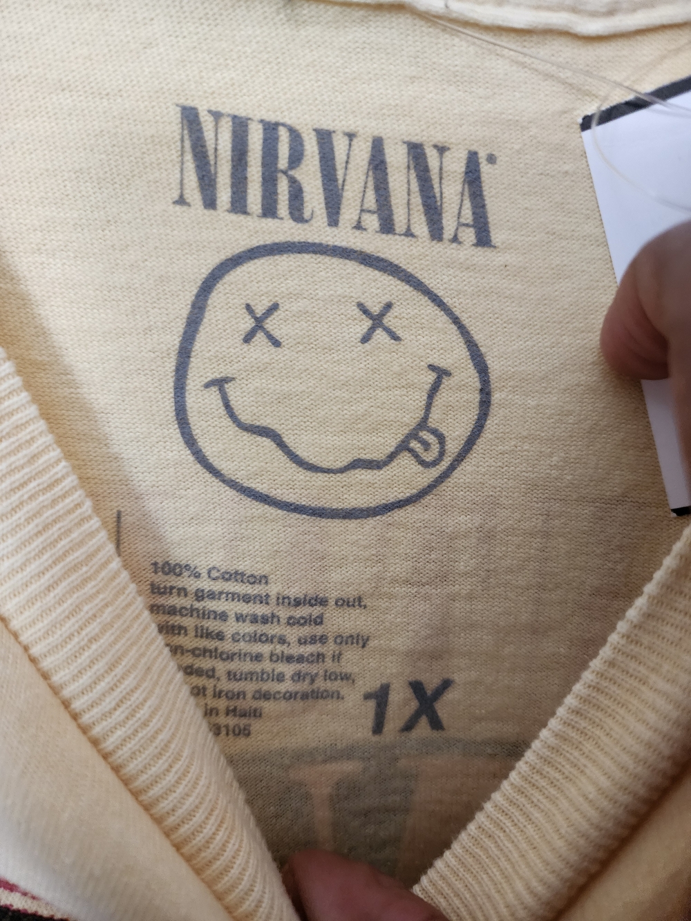 Nirvana In Utero Tour Graphic Tee - Beige with Pink Floral Print - Picture 4 of 5